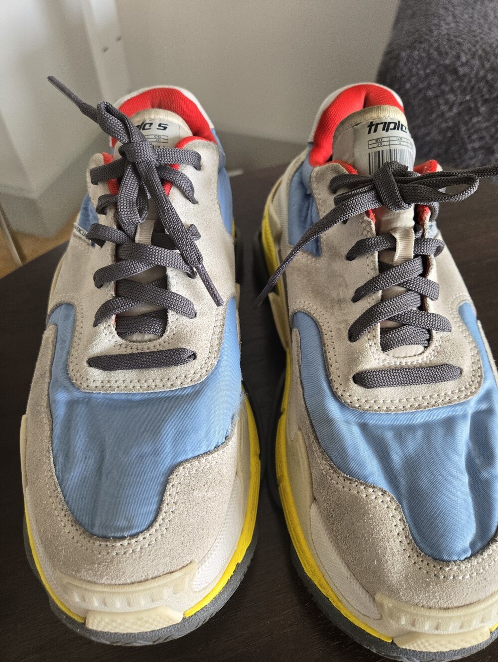 Balenciaga Multicolor Suede and Fabric Triple S Sneakers Size 39